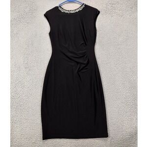 Lauren Ralph Lauren Dress Womens 4 Black Rhinestone‎ Cap Sleeve Sweater Back Zip